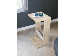 Mesa de apoio - A70cm x L40cm x P35cm carvalho claro e branco -Trébol