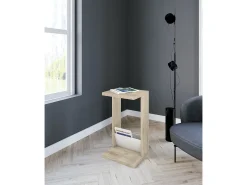 Mesa de apoio - A70cm x L40cm x P35cm carvalho claro e branco -Trébol