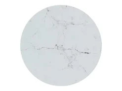 Mesa de apoio 45 cm dourada e vidro temperado branco mármore PT225078