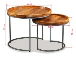 Mesa de apoio 2 pcs madeira de mangueira maciça