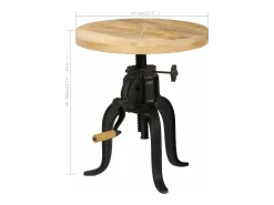Mesa de apoio 45 x (45-62) cm madeira mangueira e ferro fundido