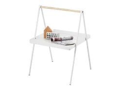 Mesa de apoio Aurora em cinzento grafite com tampo em mármore branco