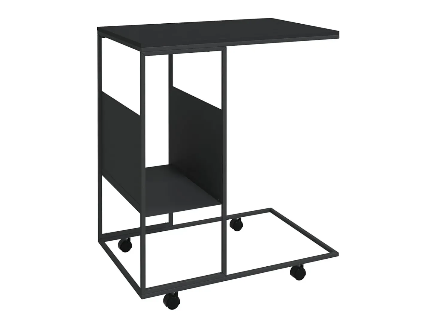 Mesa de apoio c/ rodas 55x36x63,5 cm derivados de madeira preto