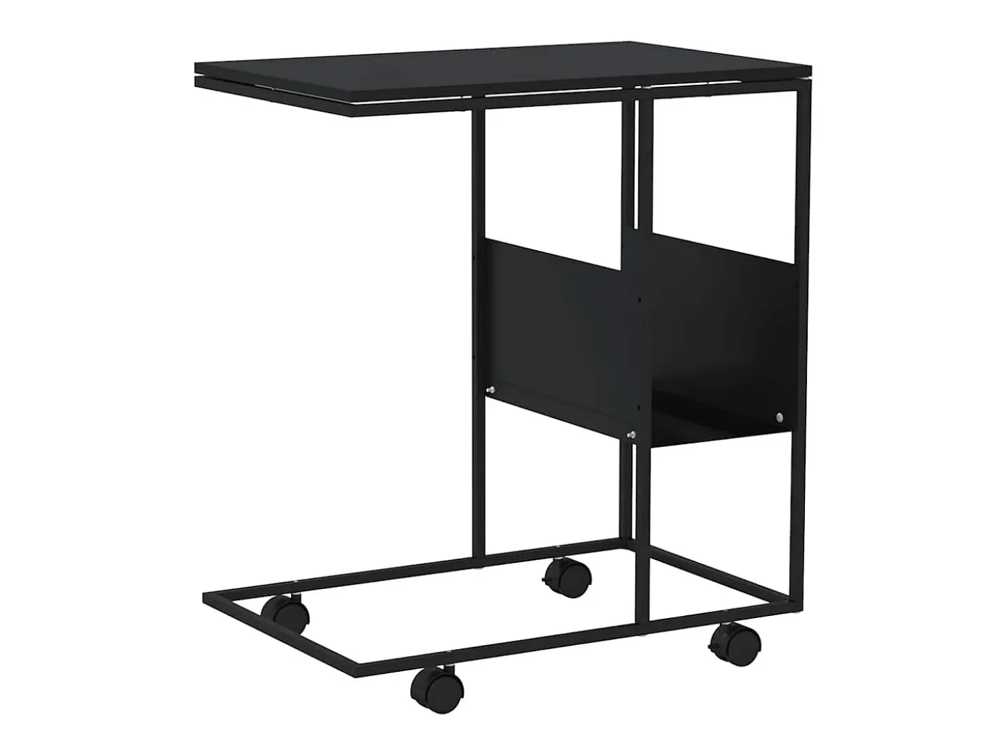 Mesa de apoio c/ rodas 55x36x63,5 cm derivados de madeira preto