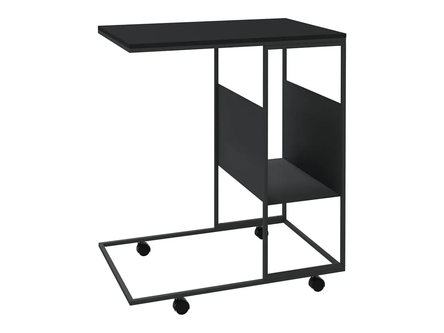 Mesa de apoio c/ rodas 55x36x63,5 cm derivados de madeira preto