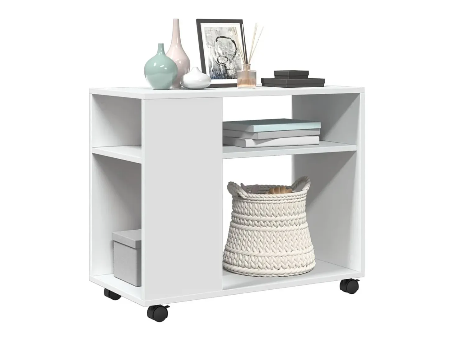 Mesa de apoio c/ rodas 70x35x60 cm derivados de madeira branco