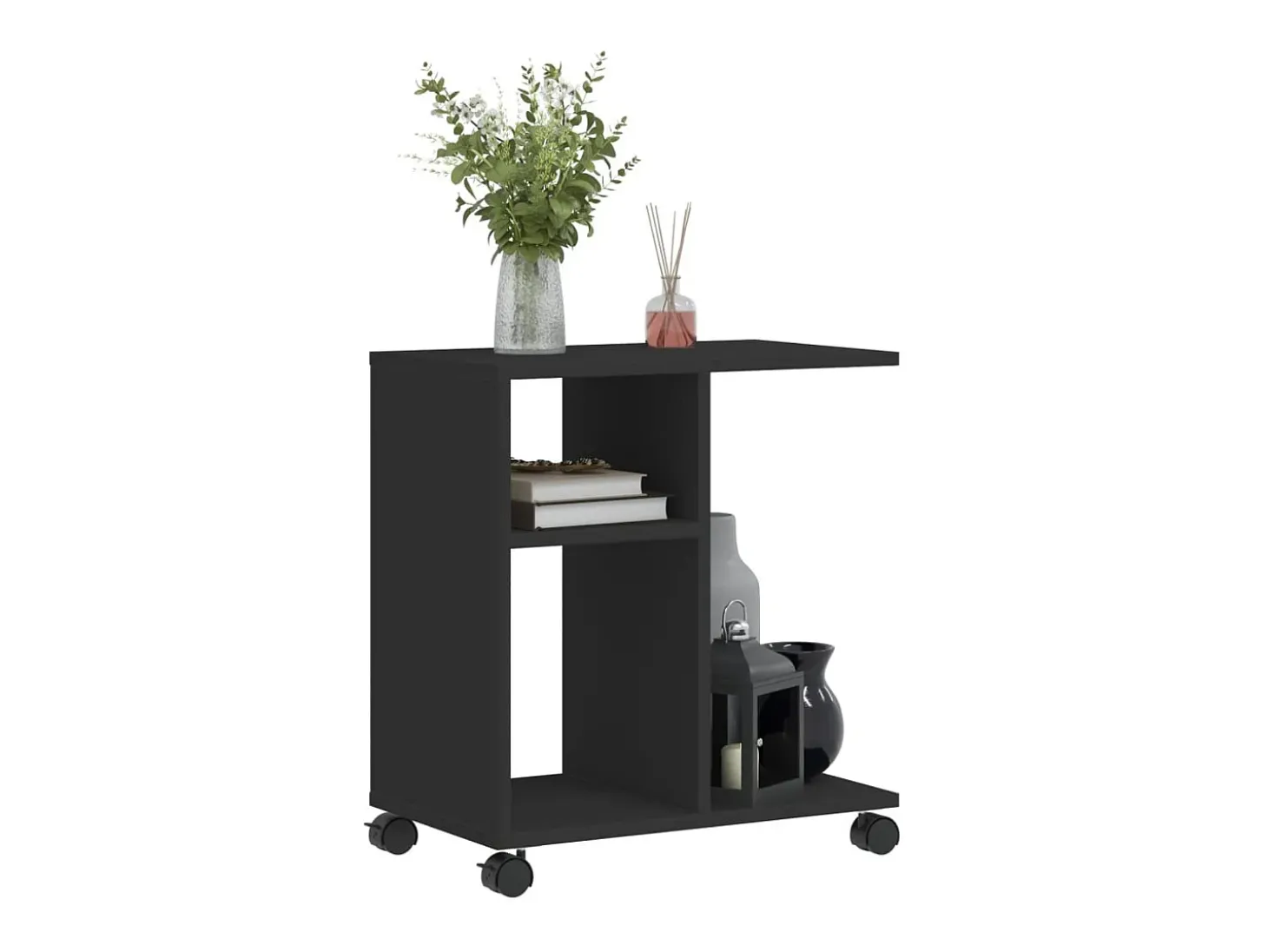 Mesa de apoio c/ rodas 50x30x55 cm derivados de madeira preto PT308490