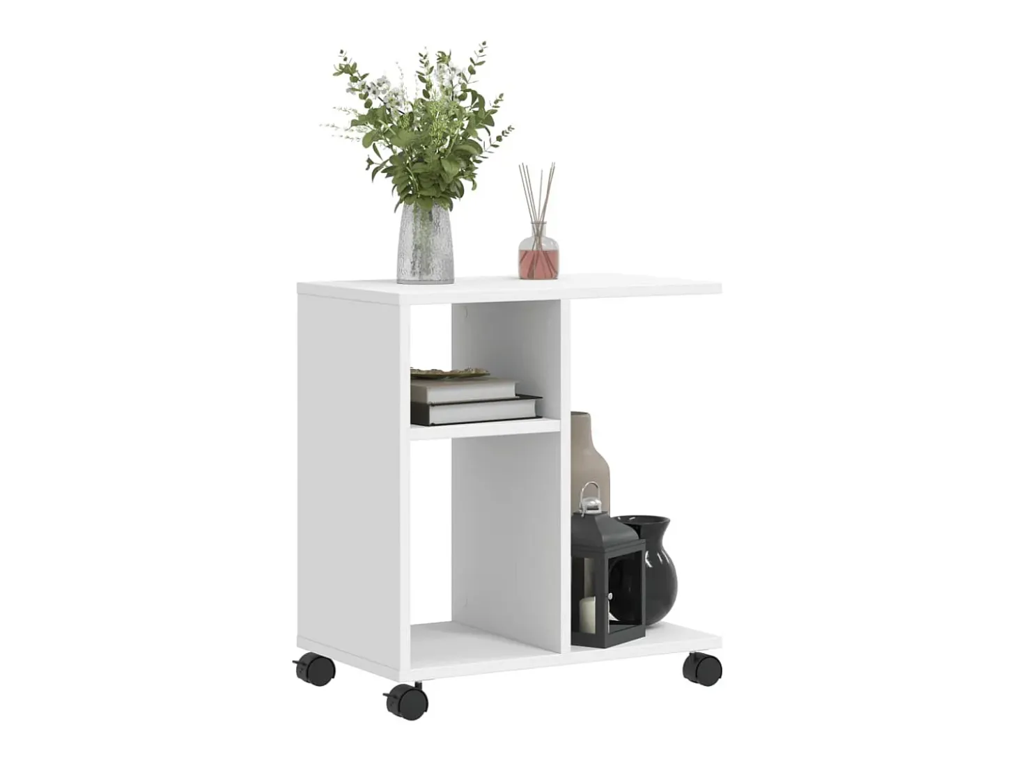 Mesa de apoio c/ rodas 50x30x55 cm derivados de madeira branco PT735247