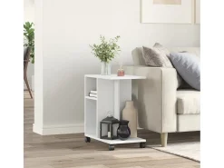 Mesa de apoio c/ rodas 50x30x55 cm derivados de madeira branco PT735247