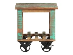 Mesa de apoio c/ rodas 40x40x42 cm madeira recuperada maciça