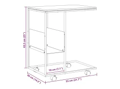 Mesa de apoio c/ rodas 55x36x63,5cm derivados de madeira branco
