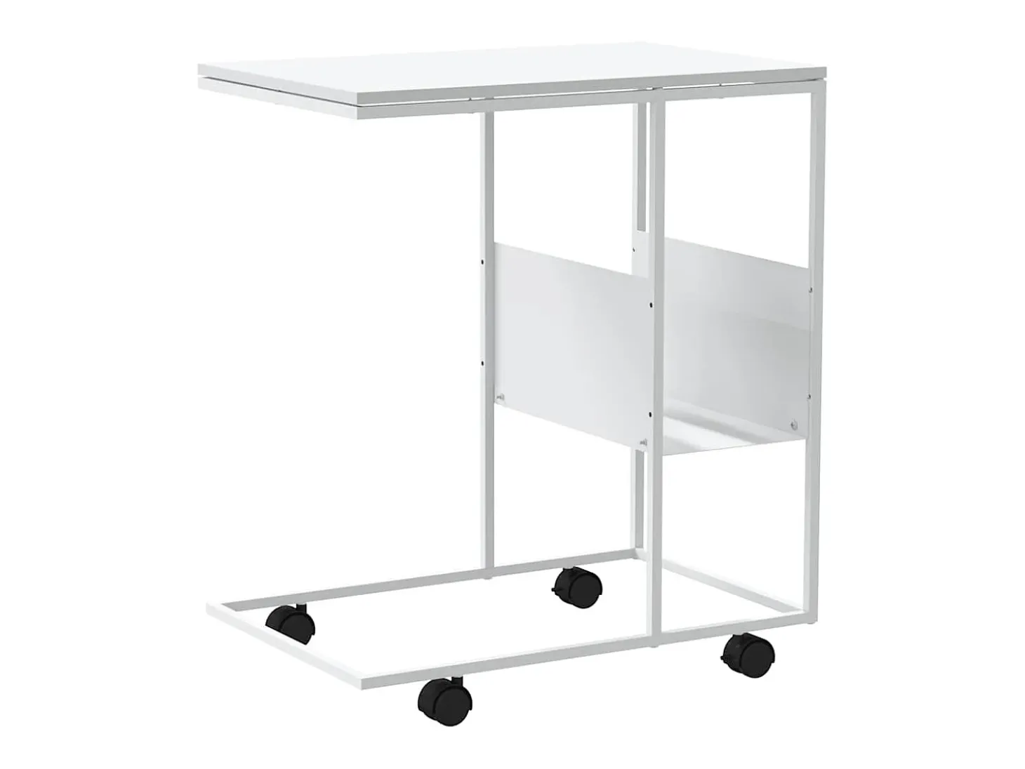 Mesa de apoio c/ rodas 55x36x63,5cm derivados de madeira branco
