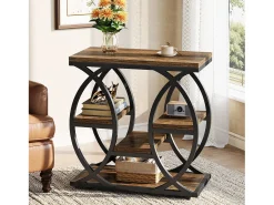 Mesa de apoio com 4 andares, mesa de cabeceira estreita de 60 cm com armazenamento para sala, quarto de dormir, entrada