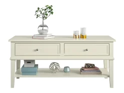 Mesa de apoio com 2 gavetas em MDF cor-de-rosa