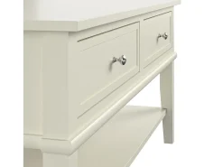 Mesa de apoio com 2 gavetas em MDF cor-de-rosa