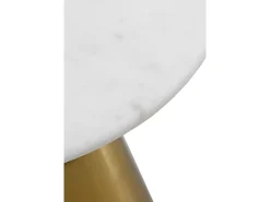 Mesa de apoio com base em metal dourado e tampo em mármore branco