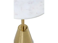 Mesa de apoio com base em metal dourado e tampo em mármore branco