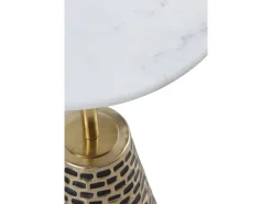 Mesa de apoio com base em metal dourado antigo e tampo em mármore branco