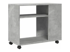 Mesa de apoio com rodas derivados de madeira cinzento cimento
