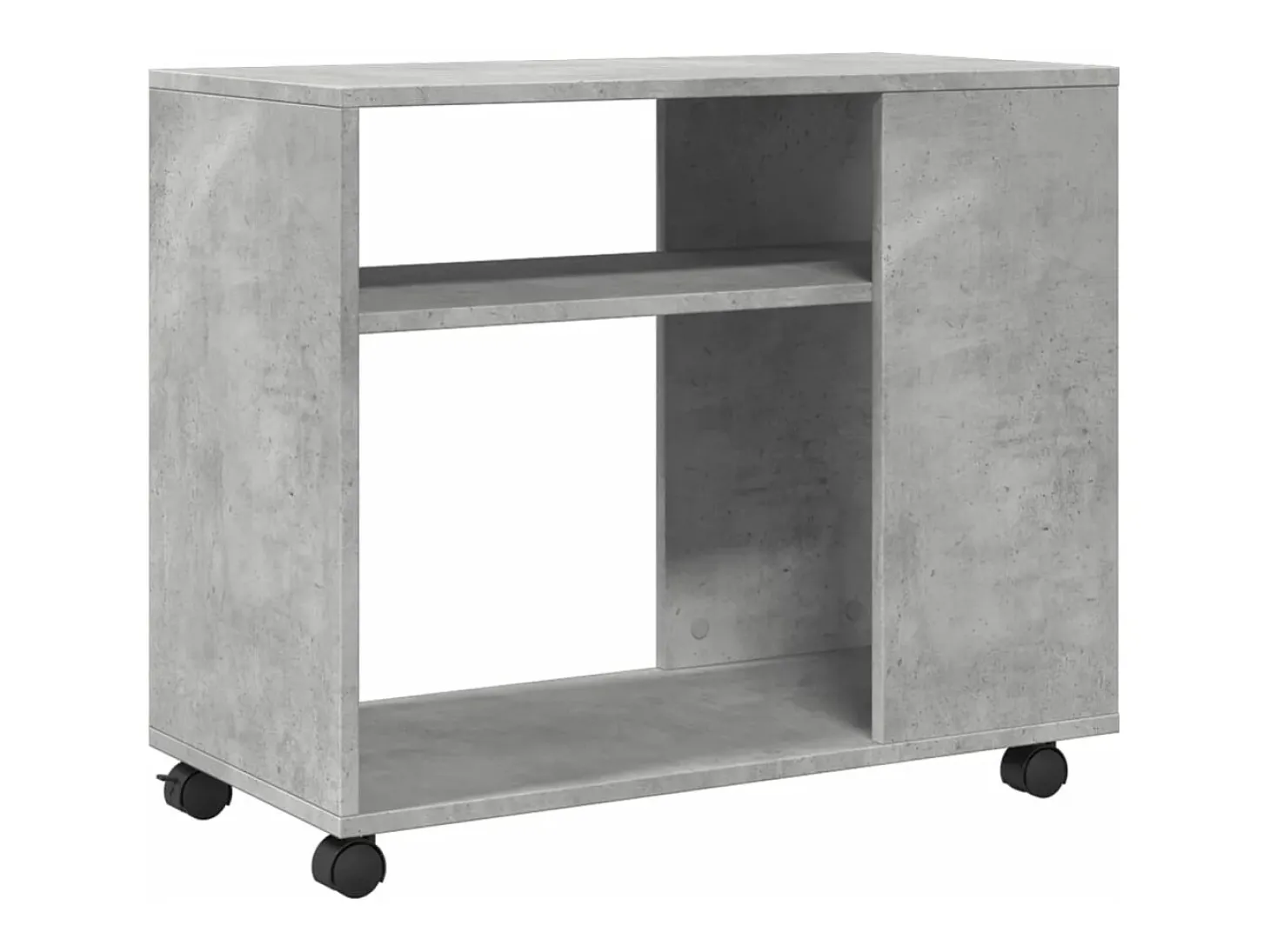 Mesa de apoio com rodas derivados de madeira cinzento cimento