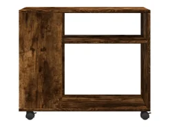Mesa de apoio com rodas derivados de madeira carvalho fumado