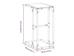 Mesa de apoio com vidro preto 40x30x61,5 cm aço