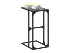 Mesa de apoio com vidro preto 40x30x61,5 cm aço PT263706