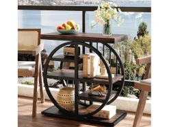 Mesa de apoio de 5 níveis em madeira fina 60 x 30 cm Mesa baixa com estrutura de metal Mesa de apoio industrial