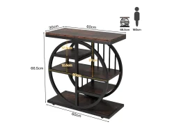 Mesa de apoio de 5 níveis em madeira fina 60 x 30 cm Mesa baixa com estrutura de metal Mesa de apoio industrial