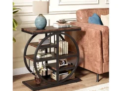 Mesa de apoio de 5 níveis em madeira fina 60 x 30 cm Mesa baixa com estrutura de metal Mesa de apoio industrial