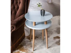 Mesa de apoio de dois níveis dimensões 45 cm x altura 61 cm Ufo Castanho Bege