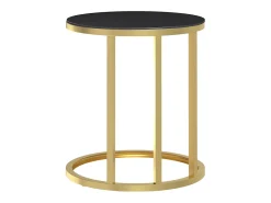Mesa de apoio dourada e vidro temperado preto 45 cm