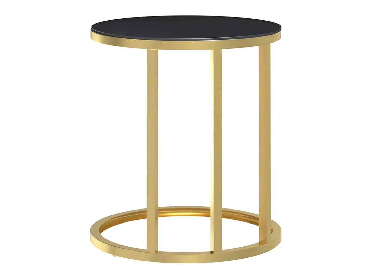 Mesa de apoio dourada e vidro temperado preto 45 cm