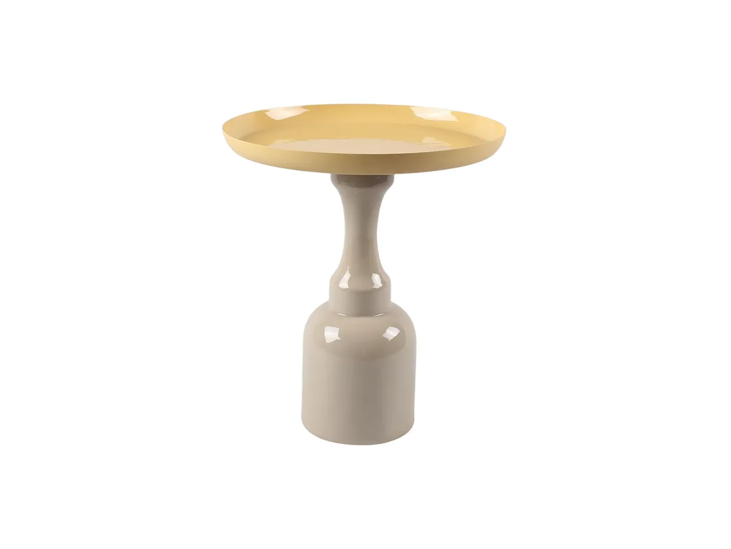 Mesa de apoio em metal - Bege e Amarelo claro brilhante - KYRESA
