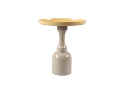 Mesa de apoio em metal - Bege e Amarelo claro brilhante - KYRESA