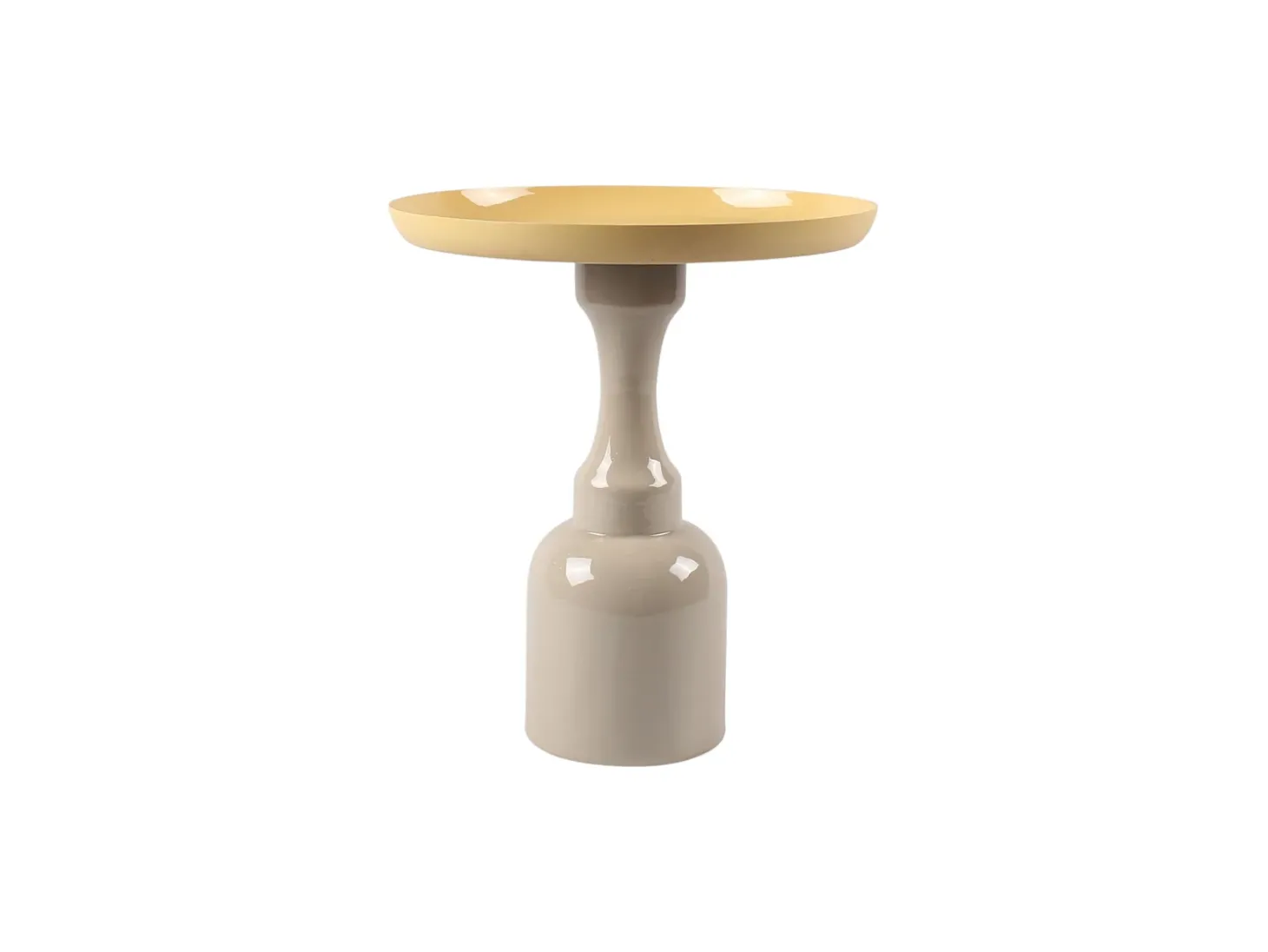 Mesa de apoio em metal - Bege e Amarelo claro brilhante - KYRESA