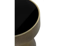 Mesa de apoio em metal dourado e vidro preto