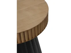Mesa de apoio em metal preto e madeira natural
