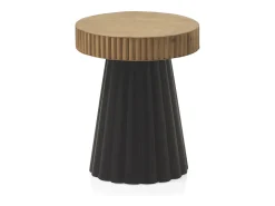 Mesa de apoio em metal preto e madeira natural