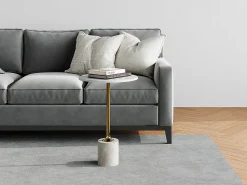 Mesa de apoio em mármore e metal branco e dourado - GIANINA