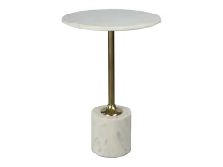 Mesa de apoio em mármore e metal branco e dourado - GIANINA