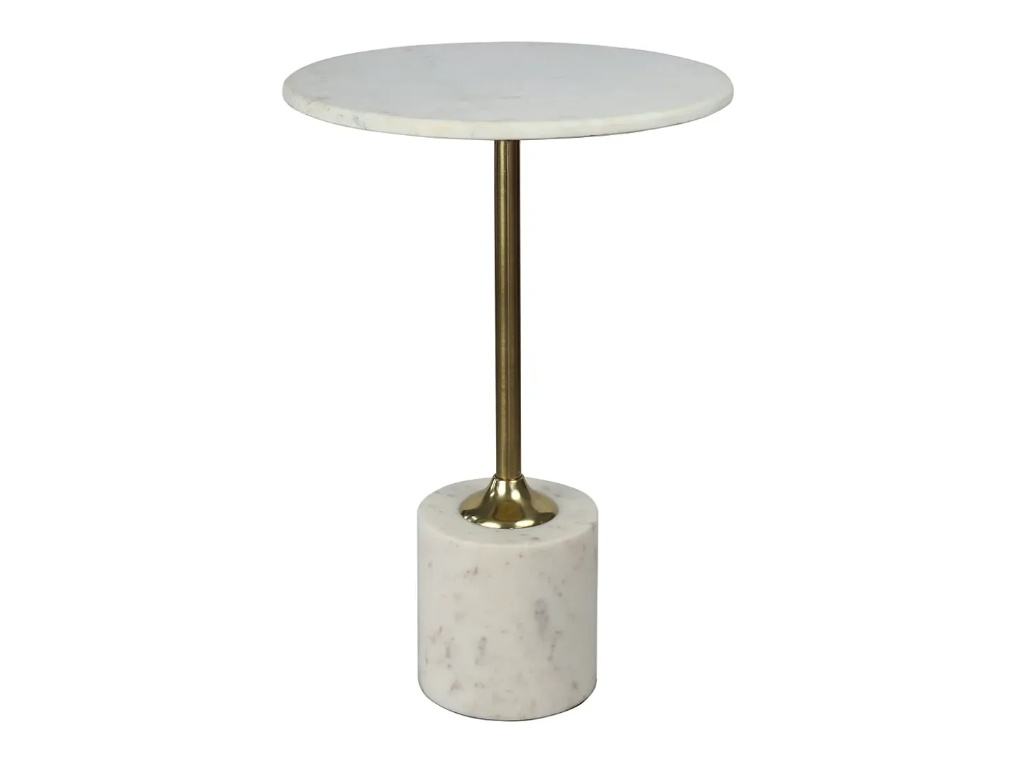Mesa de apoio em mármore e metal branco e dourado - GIANINA
