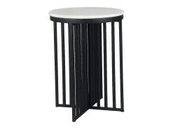 Mesa de apoio em mármore e metal branco e preto - LILEA