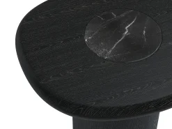Mesa de apoio em mármore e folheado de carvalho - Preto - MARSULA