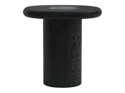 Mesa de apoio em mármore e folheado de carvalho - Preto - MARSULA