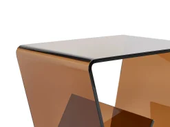 Mesa de apoio em vidro temperado curvo - Castanho - ZENIA