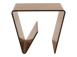 Mesa de apoio em vidro temperado curvo - Castanho - ZENIA