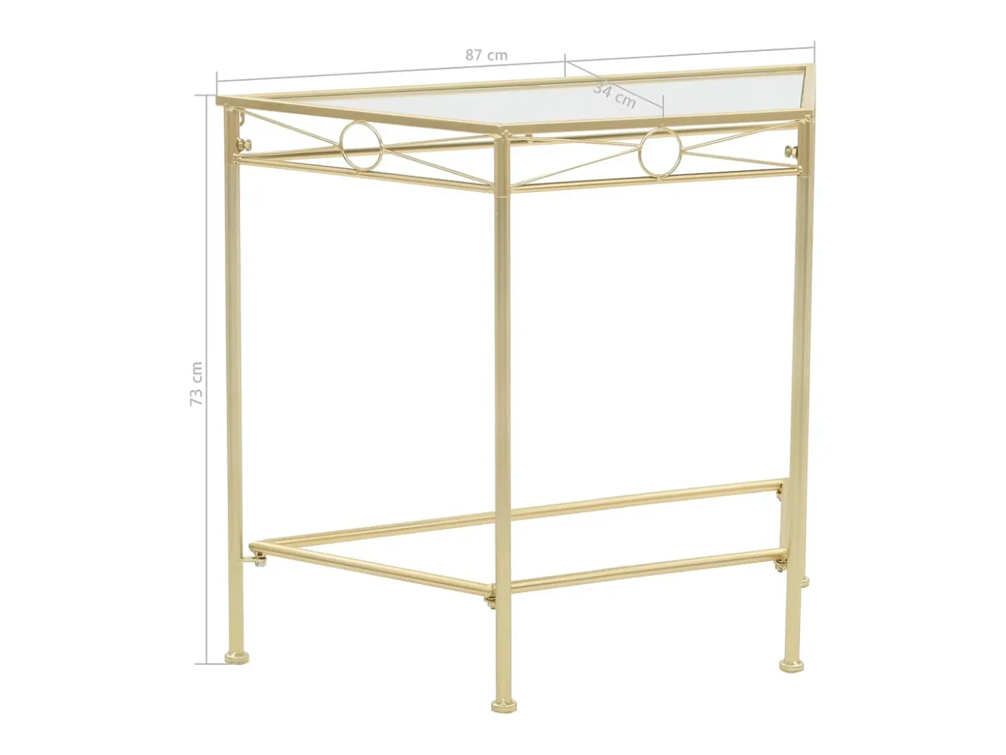 Mesa de apoio estilo vintage metal 87x34x73 cm dourado