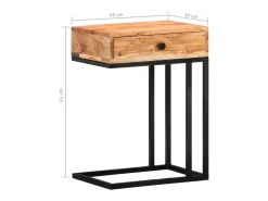 Mesa de apoio formato em U 45x30x61 cm madeira de acácia maciça