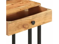 Mesa de apoio formato em U 45x30x61 cm madeira de acácia maciça